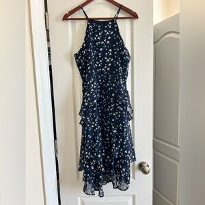 Banana Republic Midnight Blue Floral High-Low Dress